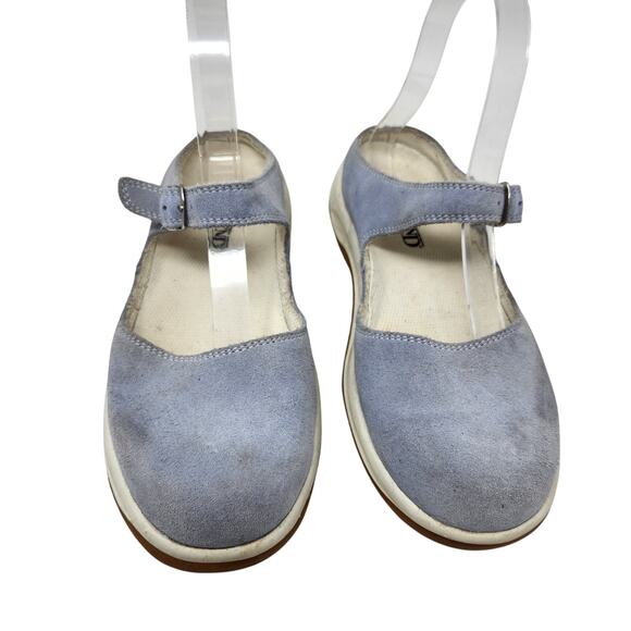 Lands' End Suede Mary Jane Flats Slip On Shoes Round Toe Light Blue Size US 7 B - Picture 3 of 8
